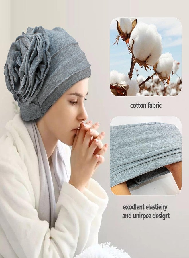 PQJSJDR 6 Pack Cotton Chemo Turbans for Women,Ultra-Soft Cancer Headwear, Elastic Chemo Hats & Head Coverings for Hair Loss Patients, Breathable Headbands & Turban Wraps (6 Colors) - Image 3